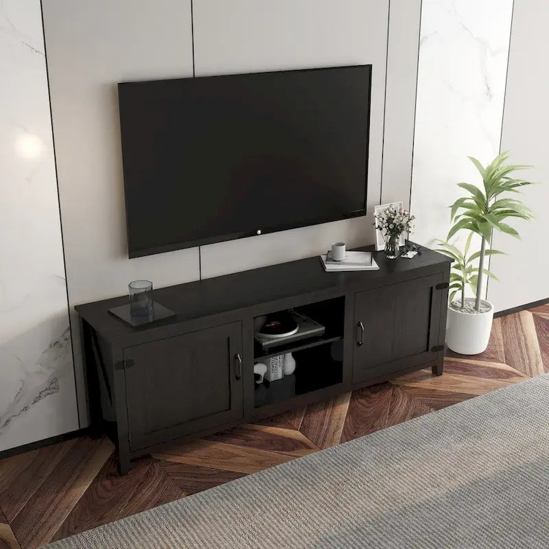 Versatile Industrial TV Stand with 2 Cabinets and 4 Shelves for Living Rooms, Bedrooms, and Playrooms - Image 2