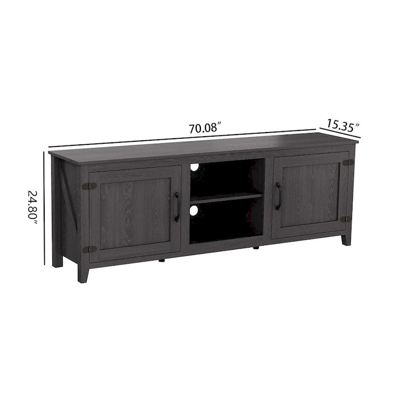 Versatile Industrial TV Stand with 2 Cabinets and 4 Shelves for Living Rooms, Bedrooms, and Playrooms - Image 6