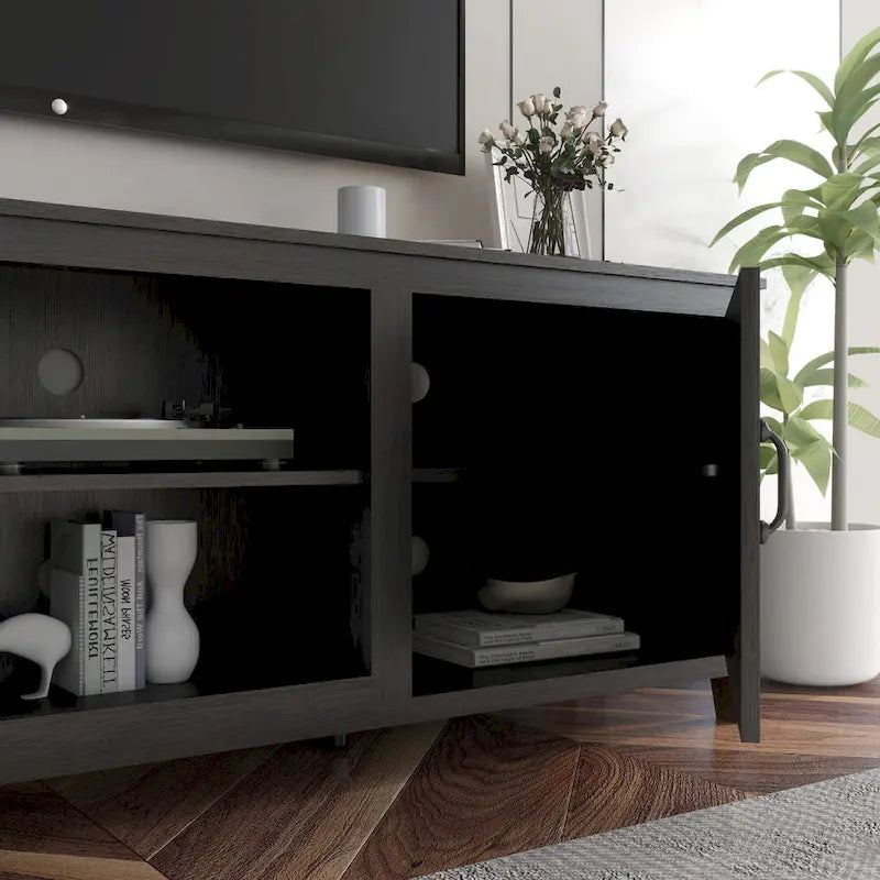 Versatile Industrial TV Stand with 2 Cabinets and 4 Shelves for Living Rooms, Bedrooms, and Playrooms - Image 7