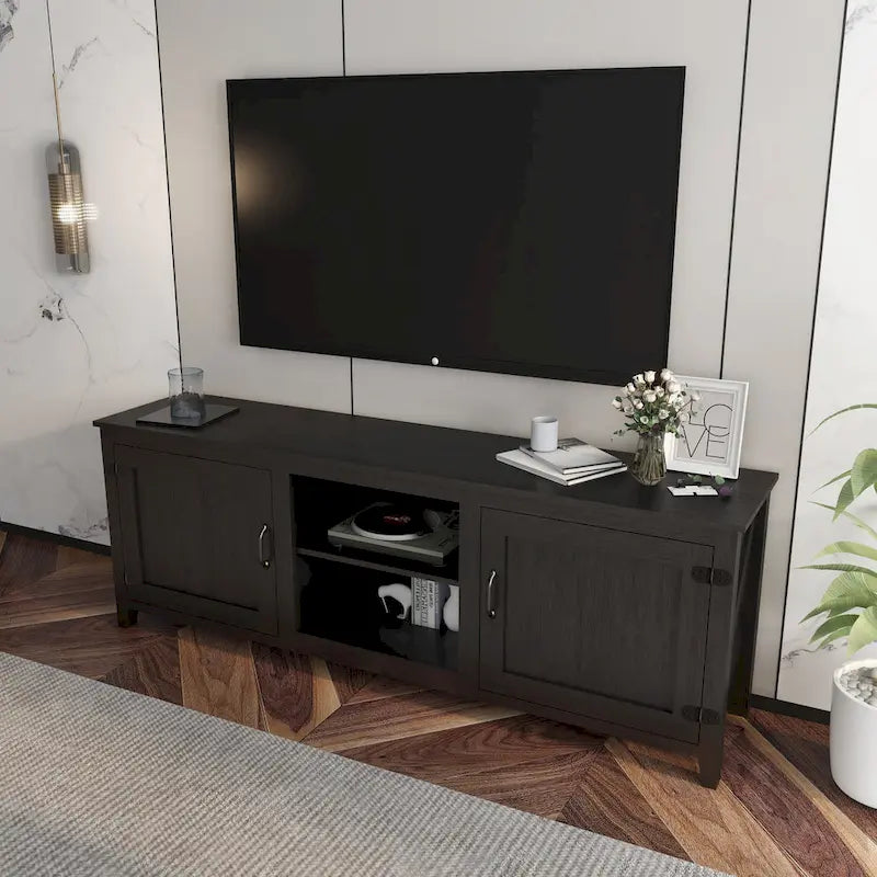 Versatile Industrial TV Stand with 2 Cabinets and 4 Shelves for Living Rooms, Bedrooms, and Playrooms - Image 8
