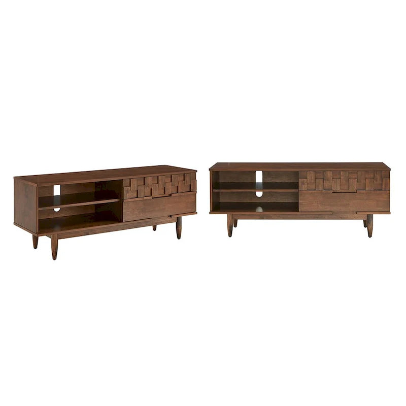 Bardolino 59-Inch Mid-Century Wood TV Stand with 2 Drawers - Image 2