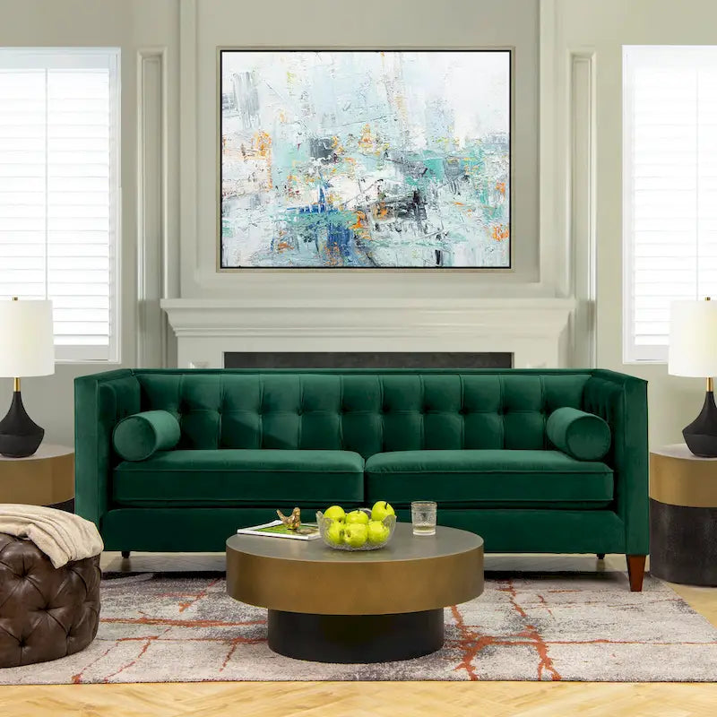 Jack 84 Mid-Century Modern Tuxedo Sofa with Decorative Bolster Pillows - Image 5