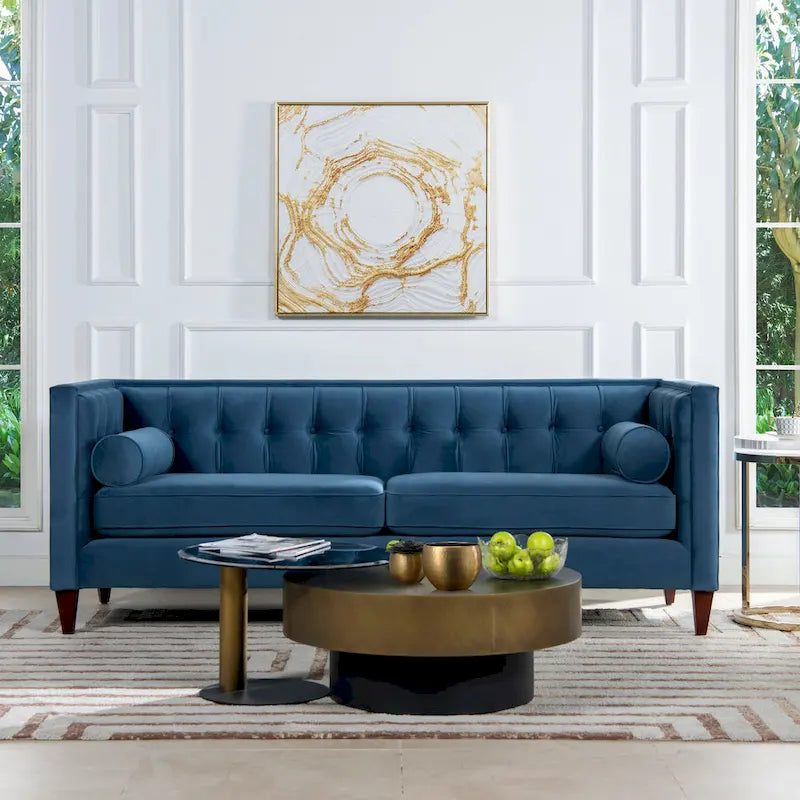 Jack 84 Mid-Century Modern Tuxedo Sofa with Decorative Bolster Pillows - Image 11