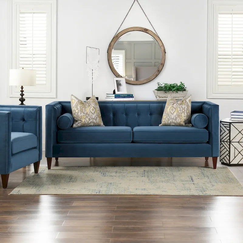 Jack 84 Mid-Century Modern Tuxedo Sofa with Decorative Bolster Pillows - Image 12