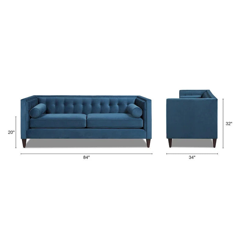 Jack 84 Mid-Century Modern Tuxedo Sofa with Decorative Bolster Pillows - Image 14