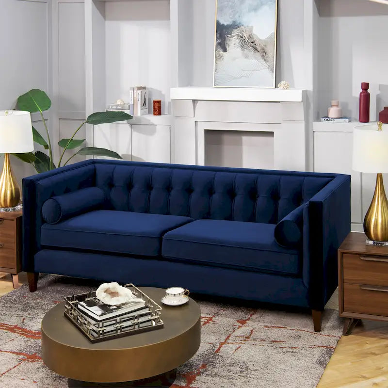 Jack 84 Mid-Century Modern Tuxedo Sofa with Decorative Bolster Pillows - Image 17