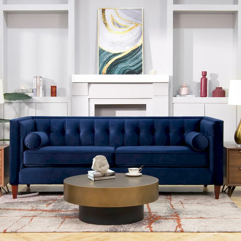Jack 84 Mid-Century Modern Tuxedo Sofa with Decorative Bolster Pillows - Image 18