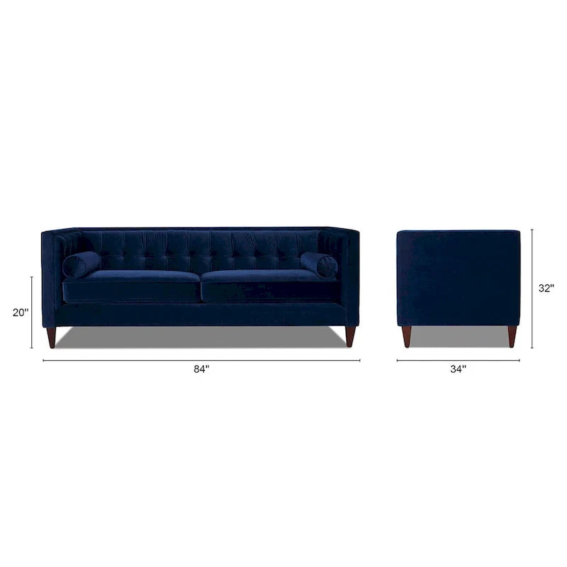Jack 84 Mid-Century Modern Tuxedo Sofa with Decorative Bolster Pillows - Image 20