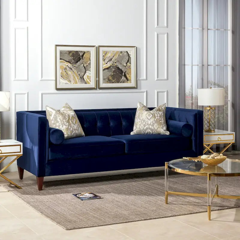 Jack 84 Mid-Century Modern Tuxedo Sofa with Decorative Bolster Pillows - Image 21