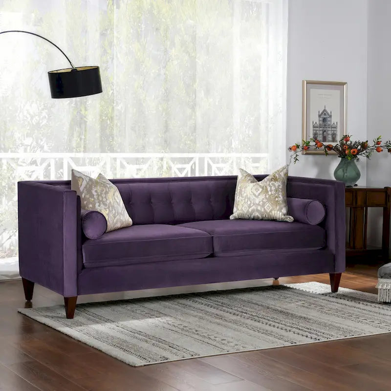 Jack 84 Mid-Century Modern Tuxedo Sofa with Decorative Bolster Pillows - Image 25