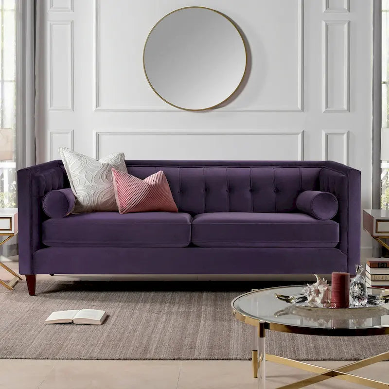 Jack 84 Mid-Century Modern Tuxedo Sofa with Decorative Bolster Pillows - Image 26