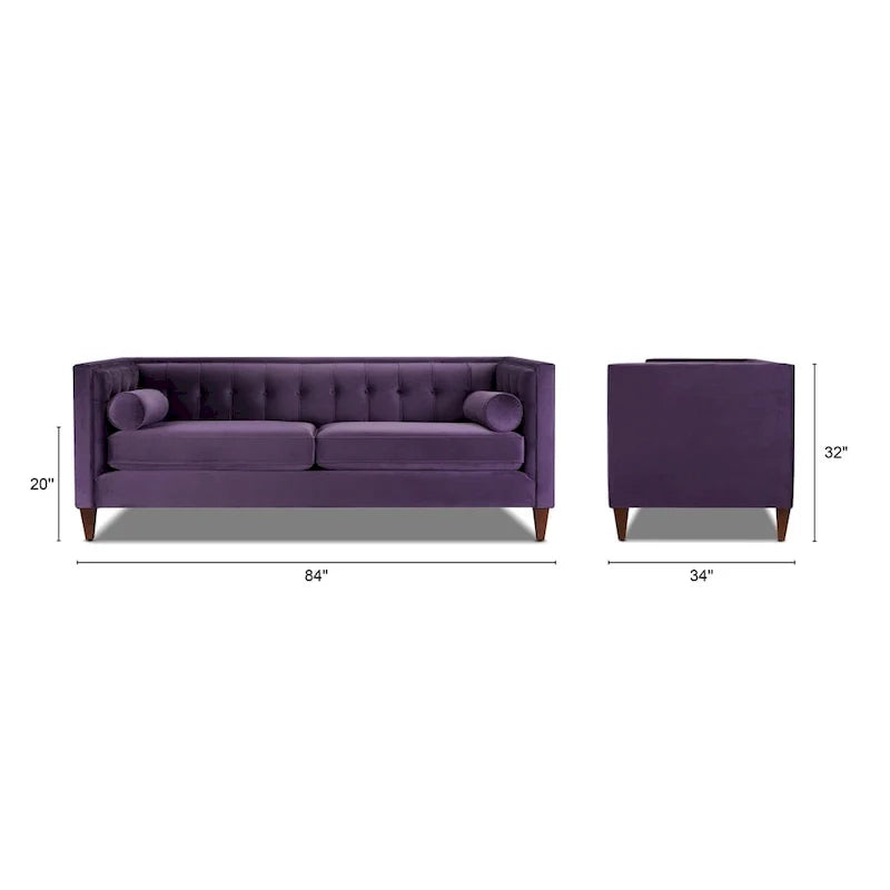 Jack 84 Mid-Century Modern Tuxedo Sofa with Decorative Bolster Pillows - Image 28