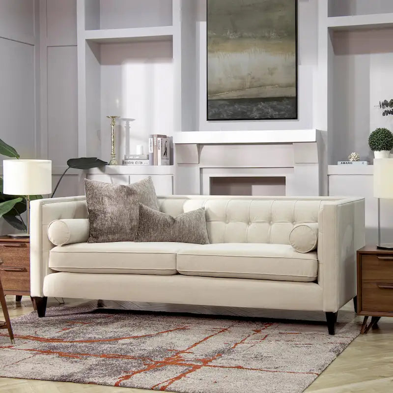 Jack 84 Mid-Century Modern Tuxedo Sofa with Decorative Bolster Pillows - Image 33