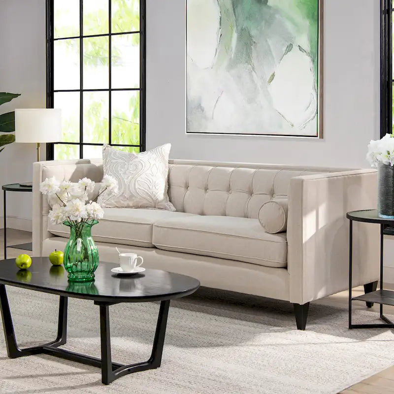 Jack 84 Mid-Century Modern Tuxedo Sofa with Decorative Bolster Pillows - Image 34