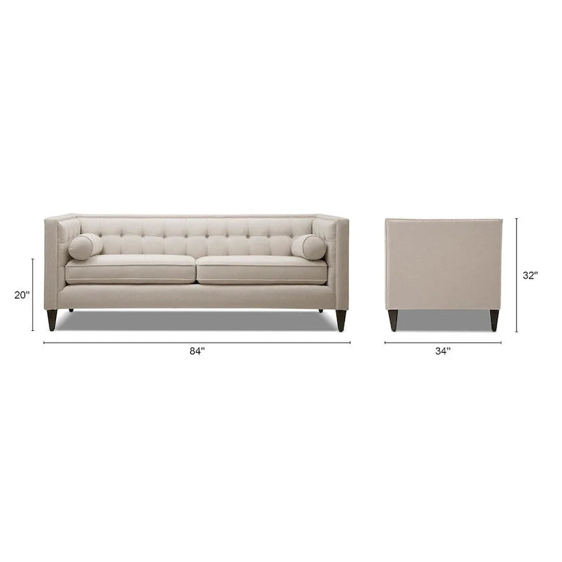 Jack 84 Mid-Century Modern Tuxedo Sofa with Decorative Bolster Pillows - Image 36