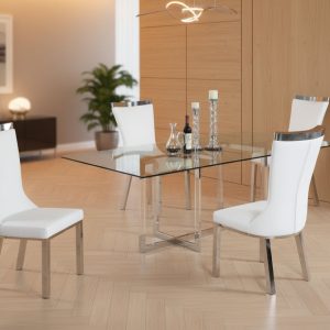 5-Piece Dining Set with Glass and Acrylic Design
