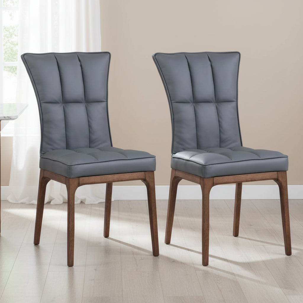 Set of 2 Contemporary Tufted Side Chairs with Sturdy Solid Wood Frame - Image 2
