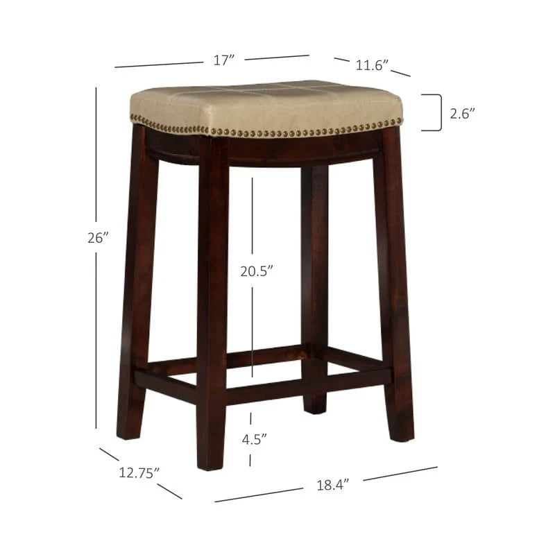 Linon Willamette Backless Saddle-Seat Counter Stool - Image 3