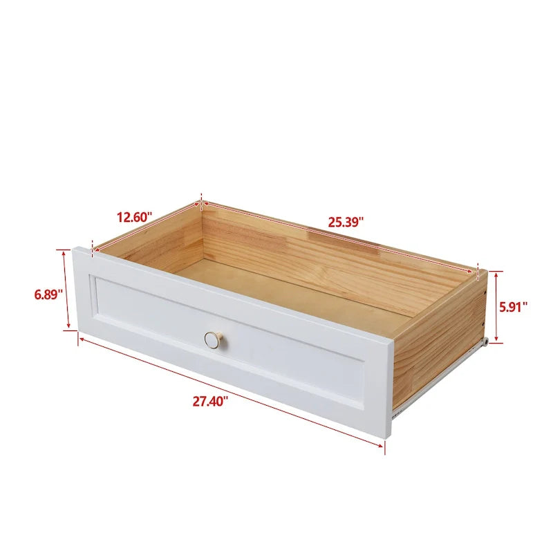 White Solid Wood Dresser Cabinet with Retro Round Handles and Spray-Painted Finish - Image 5
