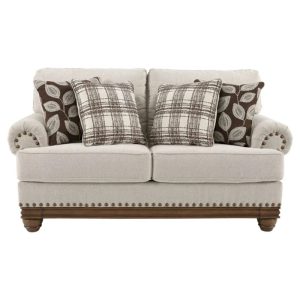Harleson Classic Wheat Brown Loveseat with Nailhead Accents
