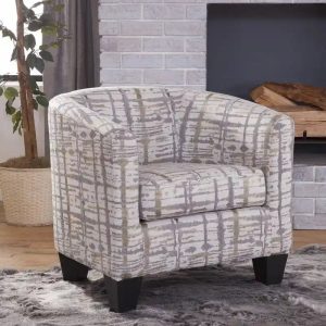 Grafton Home Enzo Gold and Grey Splatter Upholstered Accent Barrel Chair