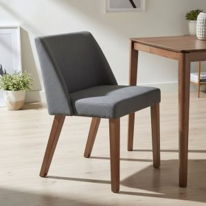 2-Piece Space-Saving Dining Chair Set with Walnut Frame and Linen Upholstery - Available in Multiple Colors