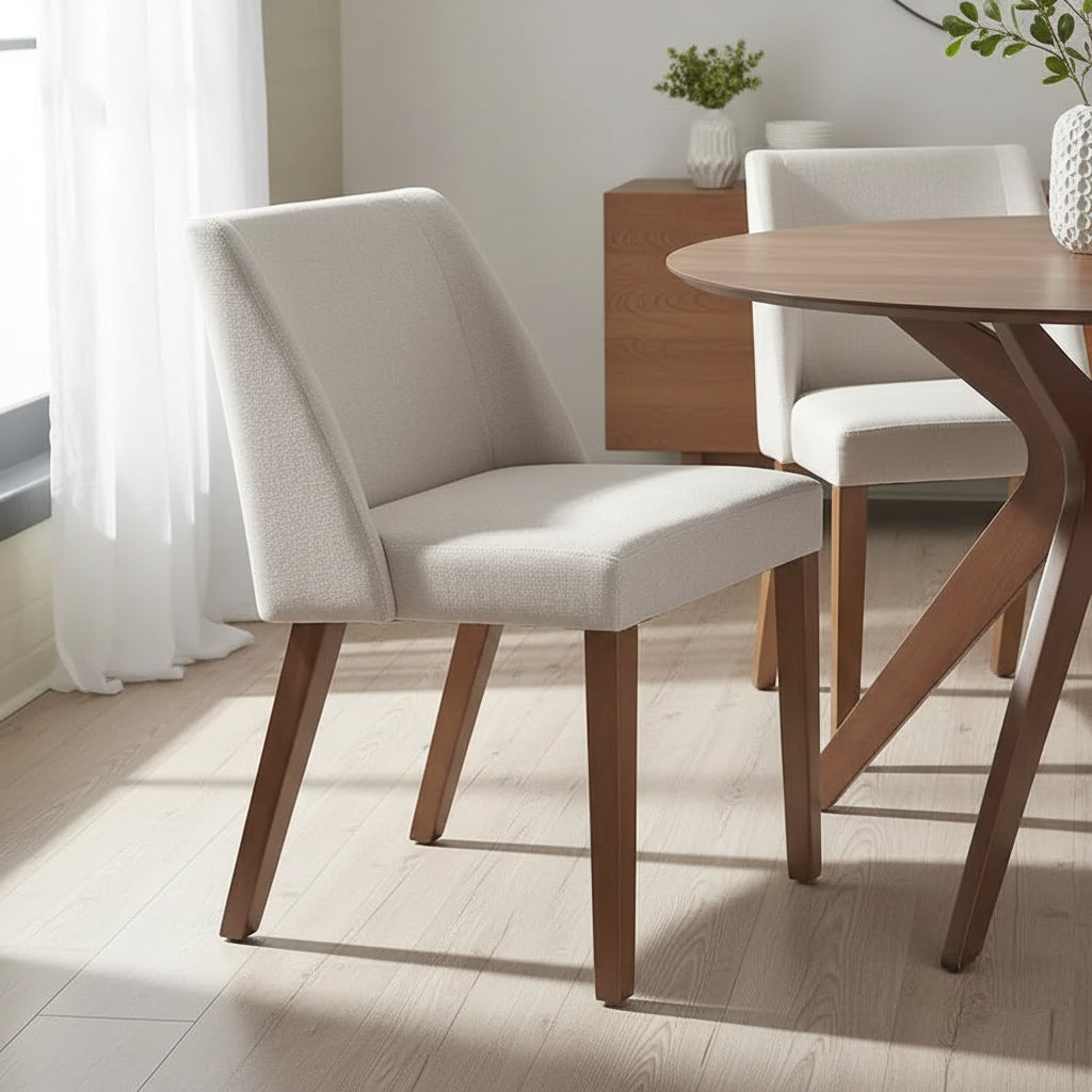 2-Piece Space-Saving Dining Chair Set with Walnut Frame and Linen Upholstery - Available in Multiple Colors - Image 2