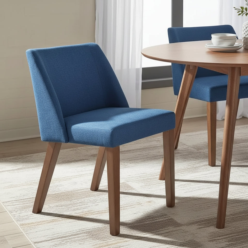 2-Piece Space-Saving Dining Chair Set with Walnut Frame and Linen Upholstery - Available in Multiple Colors - Image 3