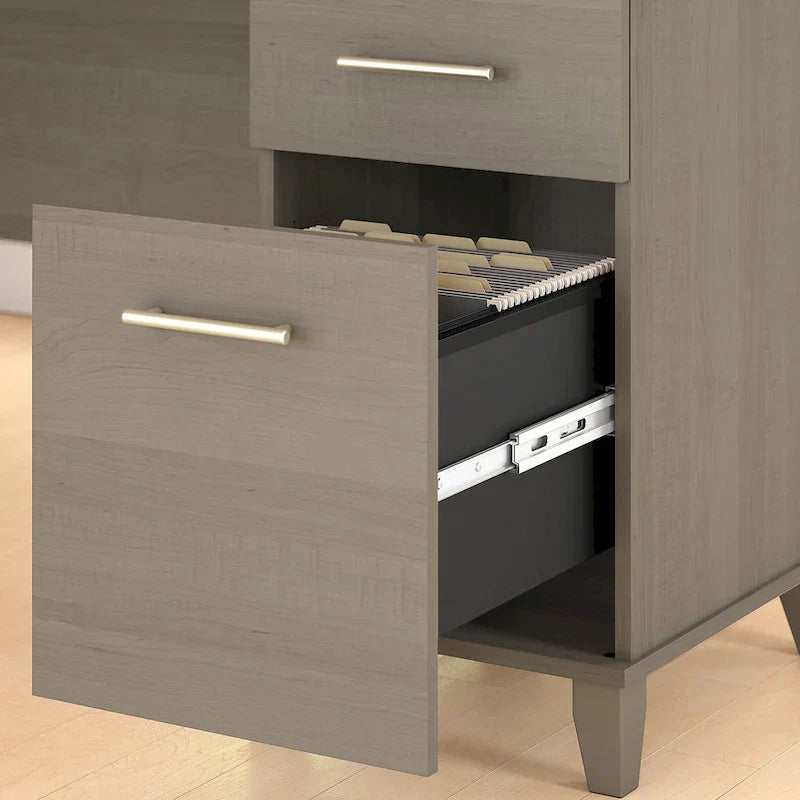 60-Inch Office Desk with Cabinet and 5-Shelf Bookcase - Image 4