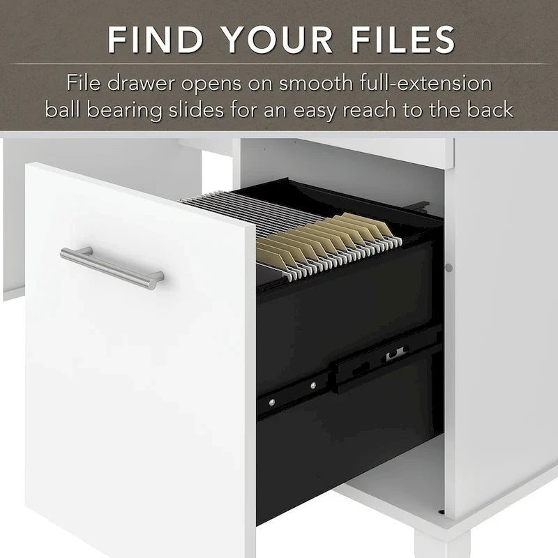 60-Inch Office Desk with Cabinet and 5-Shelf Bookcase - Image 11