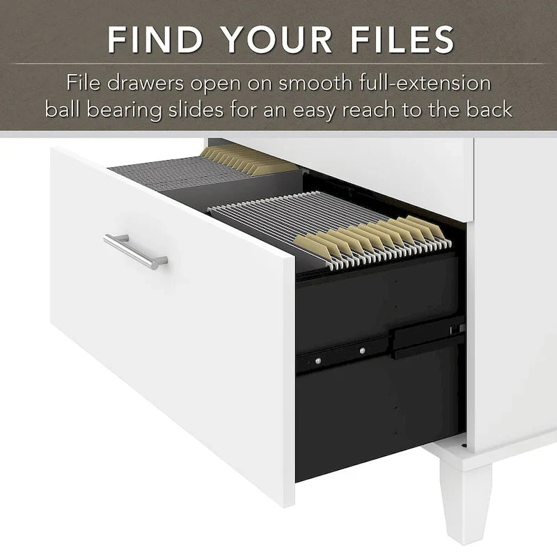 60-Inch Office Desk with Cabinet and 5-Shelf Bookcase - Image 12