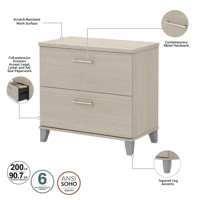 60-Inch Office Desk with Cabinet and 5-Shelf Bookcase - Image 19