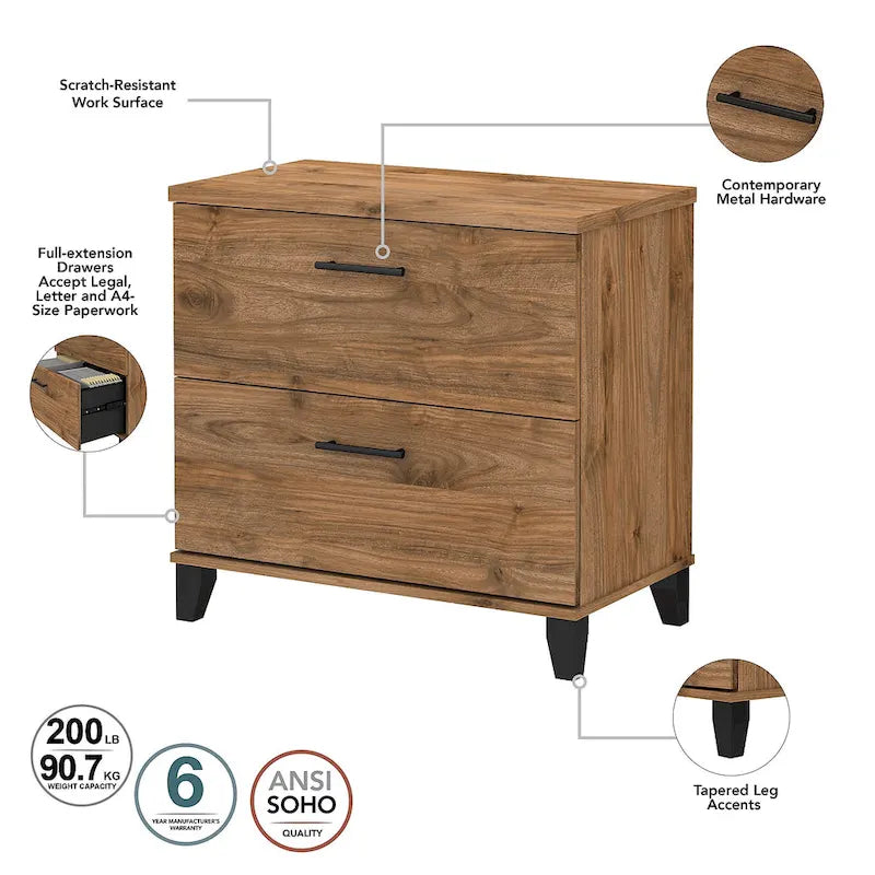 60-Inch Office Desk with Cabinet and 5-Shelf Bookcase - Image 26