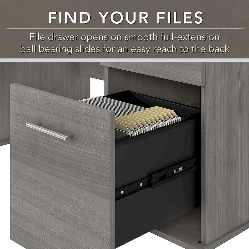 60-Inch Office Desk with Cabinet and 5-Shelf Bookcase - Image 32