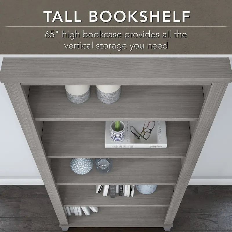 60-Inch Office Desk with Cabinet and 5-Shelf Bookcase - Image 34
