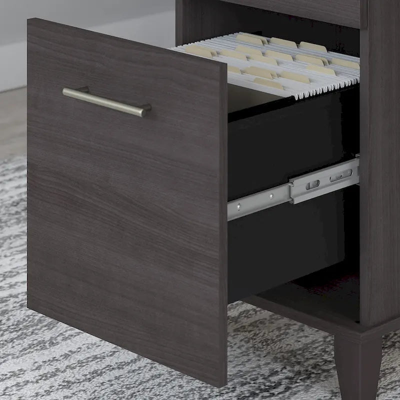 60-Inch Office Desk with Cabinet and 5-Shelf Bookcase - Image 47