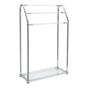 Freestanding Acrylic Towel Rack by Organize It All - Dimensions: 22.75 x 9.87 x 34.12 inches