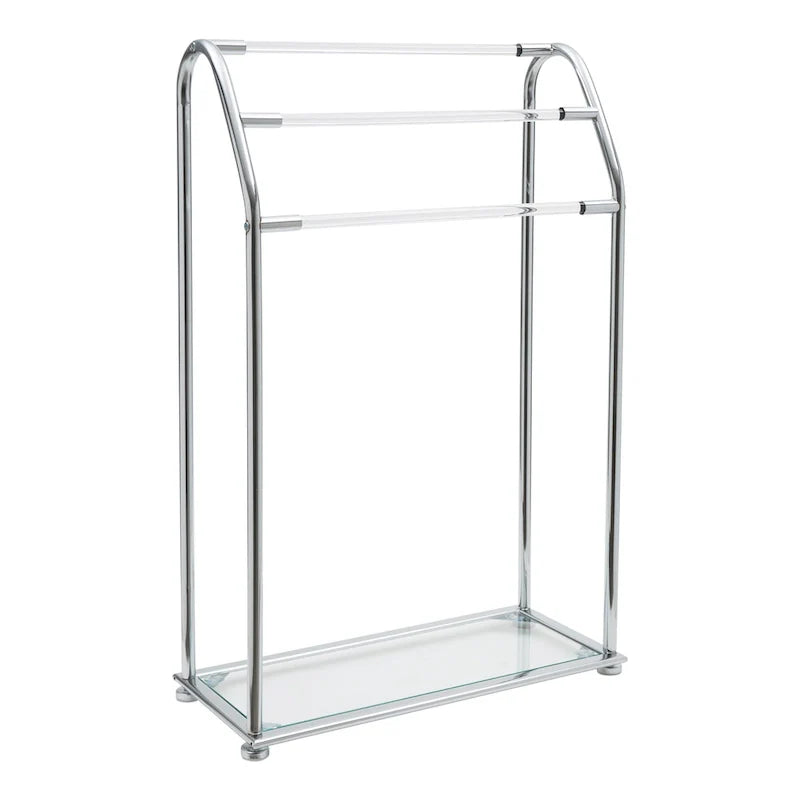 Freestanding Acrylic Towel Rack by Organize It All - Dimensions: 22.75 x 9.87 x 34.12 inches