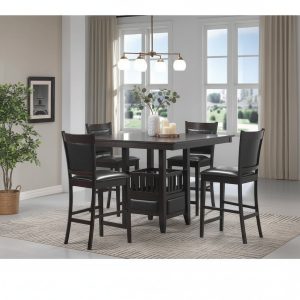 5-Piece Square Counter Height Dining Set in Finley Espresso and Black