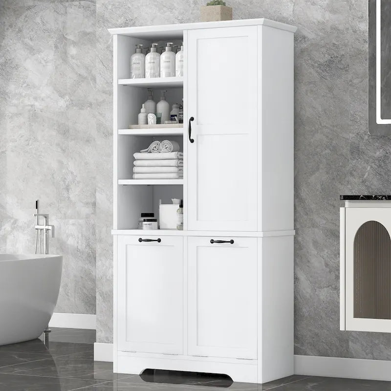 Multi-Functional Bathroom Storage Cabinet with Doors, Drawers, and Tilt-Out Laundry Hamper - Image 19