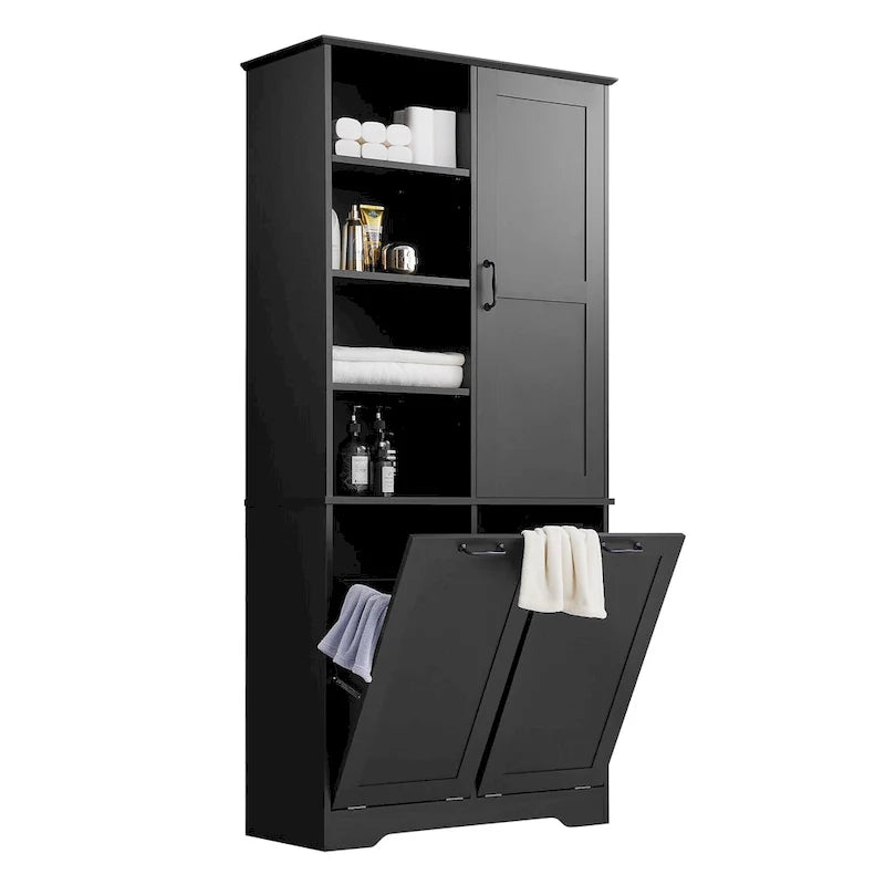 Multi-Functional Bathroom Storage Cabinet with Doors, Drawers, and Tilt-Out Laundry Hamper - Image 17
